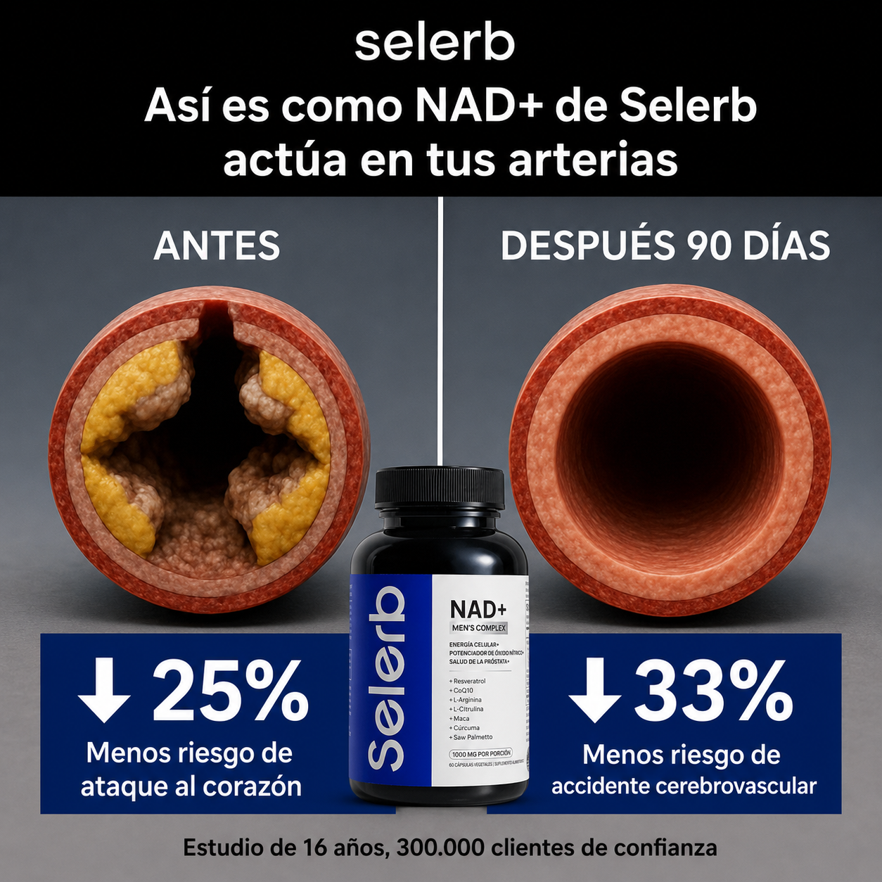 Selerb NAD+ Energía y Vitalidad Masculina