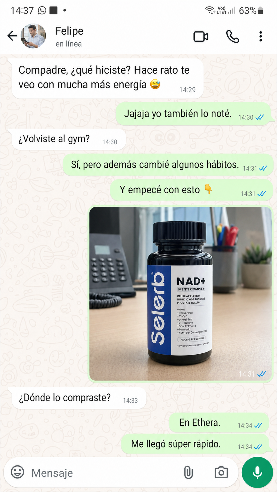 Selerb NAD+ Energía y Vitalidad Masculina